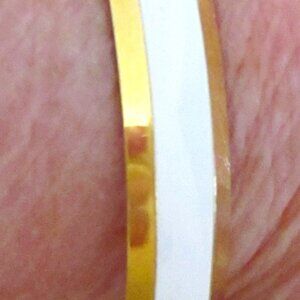 Vintage Sarah Coventry White Enamel Bangle Bracelet with Gold Tone Accent